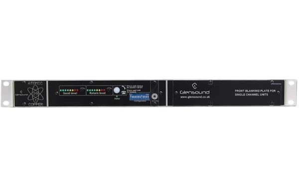 The Glensound Atomic Copper 29/S - a single rack-mount digital telephone hybrid that stands out in its application within the Atomic range.