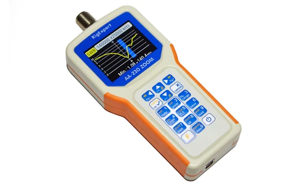 The RigExpert AA-230 ZOOM 100KHz-230MHz analyser is designed for measuring SWR (standing wave ratio), return loss, cable loss, as well as other parameters of cable and antenna systems.