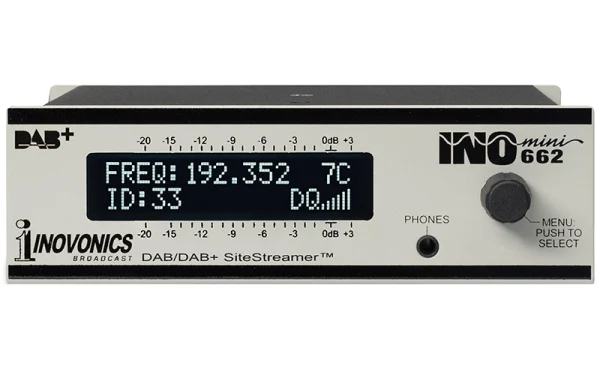 The Inovonics 662 SiteStreamer™ is a Web-enabled EBU-standard DAB / DAB+ digital radio receiver for program audio and confidence monitoring.