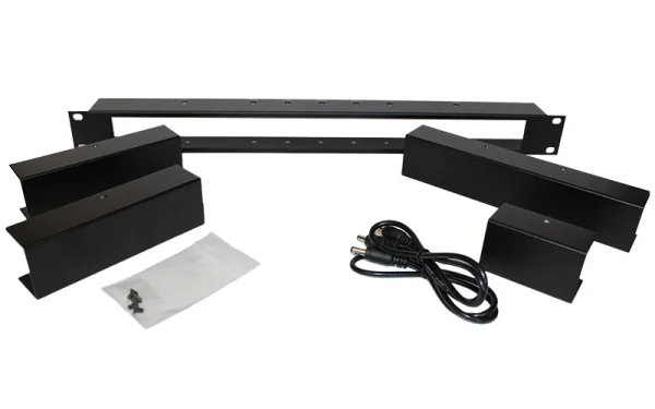 The Inovonics RK-00 is a 19-inch mounting rack designed to accommodate Inovonics' 1/3-rack-sized units or a combination of 1/3-rack and 1/2-rack-sized units