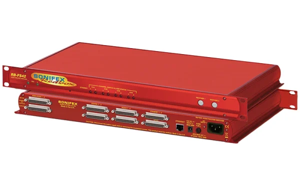 The Sonifex RB-FS42 4 + 2 audio failover switcher is a smaller channel count version of the RB-FS82, offering a lower number of inputs and outputs.