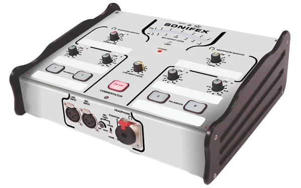 The Sonifex CM-CU1 offers the same high quality, robust specification as the CM-CU21, with a feature set tailored to single commentator applications.