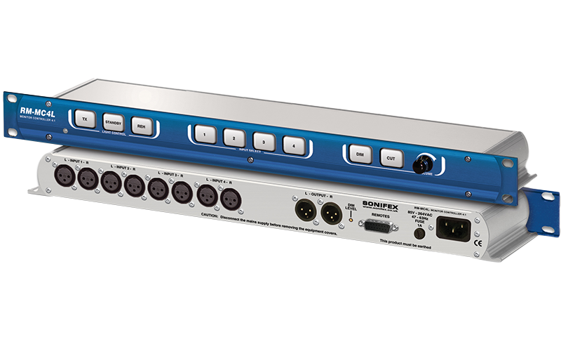 The Sonifex RM-MC4L has four stereo balanced analogue inputs with a single stereo balanced output, all using XLR connectors.