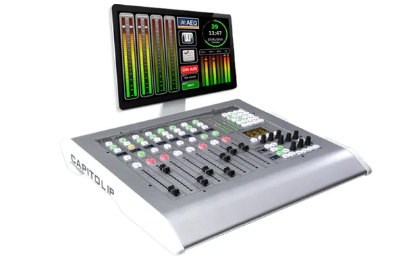 The AEQ CAPITOL IP is an 8 or 12 channel digital mixing console specifically designed to meet the most rigorous demands of the radio industry.