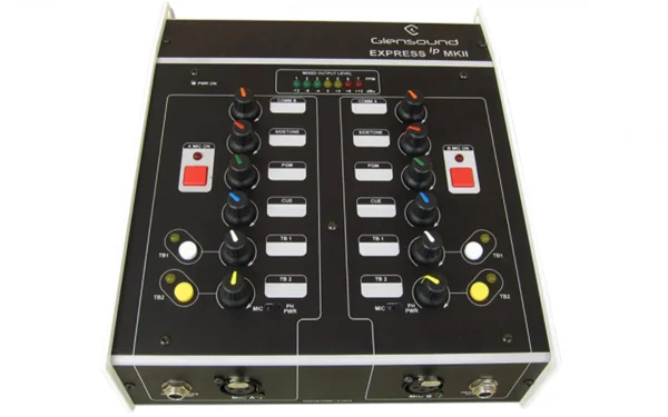 The Glensound Express Box MK11 was designed to provide a quick and easy solution when it is necessary to provide interfacing for two commentators, with simple facilities, into a Dante/ AES67 audio network.