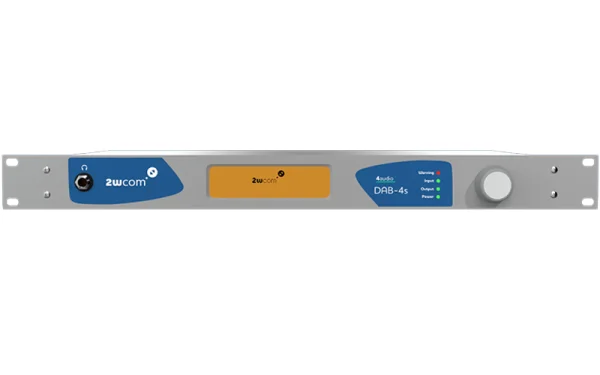 The 2WCOM DAB-4s is a professional DAB distribution extractor designed for receiving and converting up to 4 DAB multiplexes from DVB-S/S2 satellite feeds.