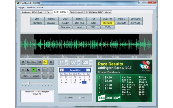 The Sonifex PC-FLS8 Flashlog 8 is configurable, ultra-powerful multi-channel audio and radio capture logging software.