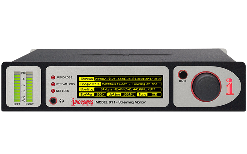 The Inovonics 611 is our dedicated solution for monitoring of network streaming audio, such as online Internet radio and other streaming apps.