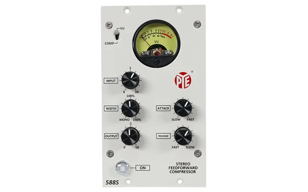 The Alice PYE 588 is a stereo feed-forward compressor that addresses common issues associated with compressor performance, particularly in achieving a fast and smooth attack without compression overshoot.