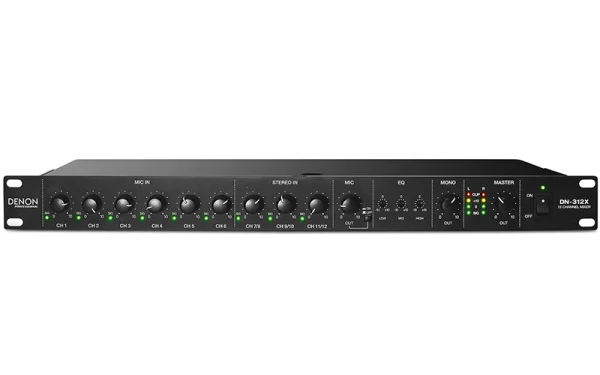 The Denon DN-312X is a 1U rack-mounted 12-channel mixer that can solve countless audio challenges.