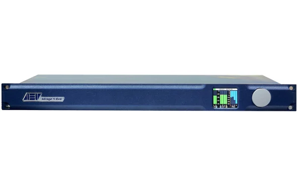 The AEV Mirage 4 Evo AM & FM audio processor, powered by DSP, a complete solution with all the basic features the broadcaster needs.
