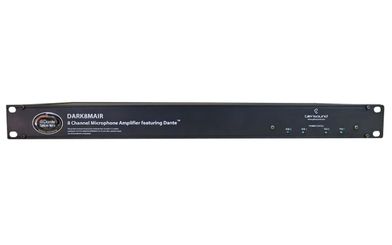 The Glensound DARK8MAIR (Microphone Analogue Input Rackmount) is a very powerful Dante/ AES67 network audio interface, in a robust stage box/ throw down style.