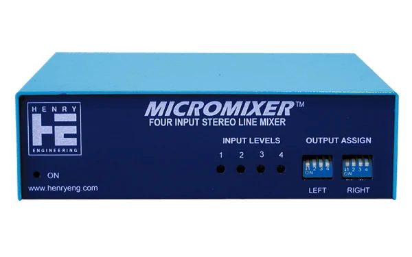 The Henry Engineering MICROMIXER is a handy mixer to have when you need to mix 2 stereo sources together, or for mixing stereo to mono.