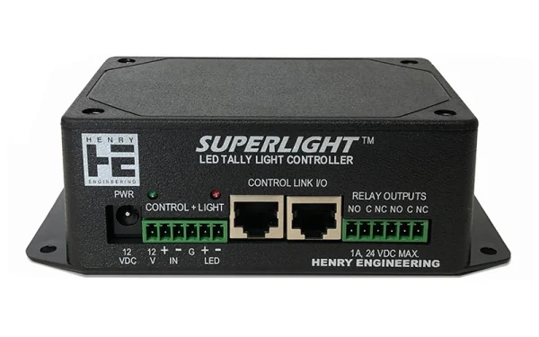 The Henry Engineering SUPERLIGHT is a logic/control interface for controlling low voltage studio tally lights.