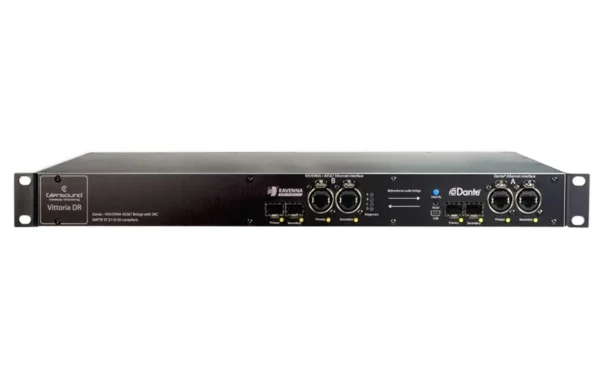 The Glensound Vittoria DR is designed to link thirty-two channels from either two separate Dante networks, Dante to Ravenna, or Ravenna to Ravenna.